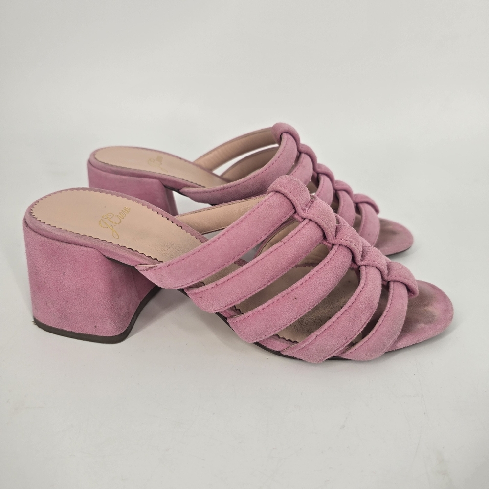J. Crew Pink Strappy Suede Penny Slides Size 6.5 - Picture 1 of 8